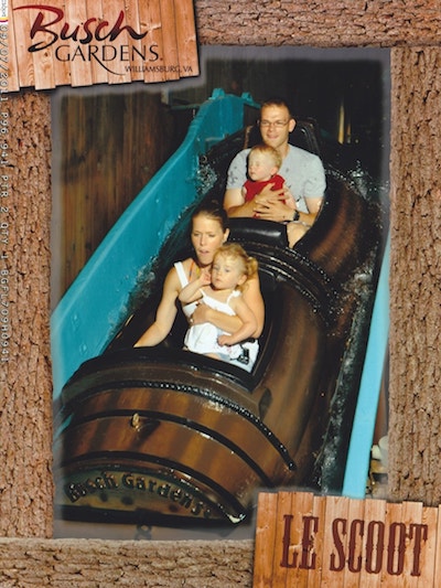 A picture of our kids first time on a log flume at the age of 2! They clearly loved it.