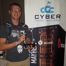 Posing with Mayhem's CGC trophy from DEFCON 24 (no, I was not part of the team).